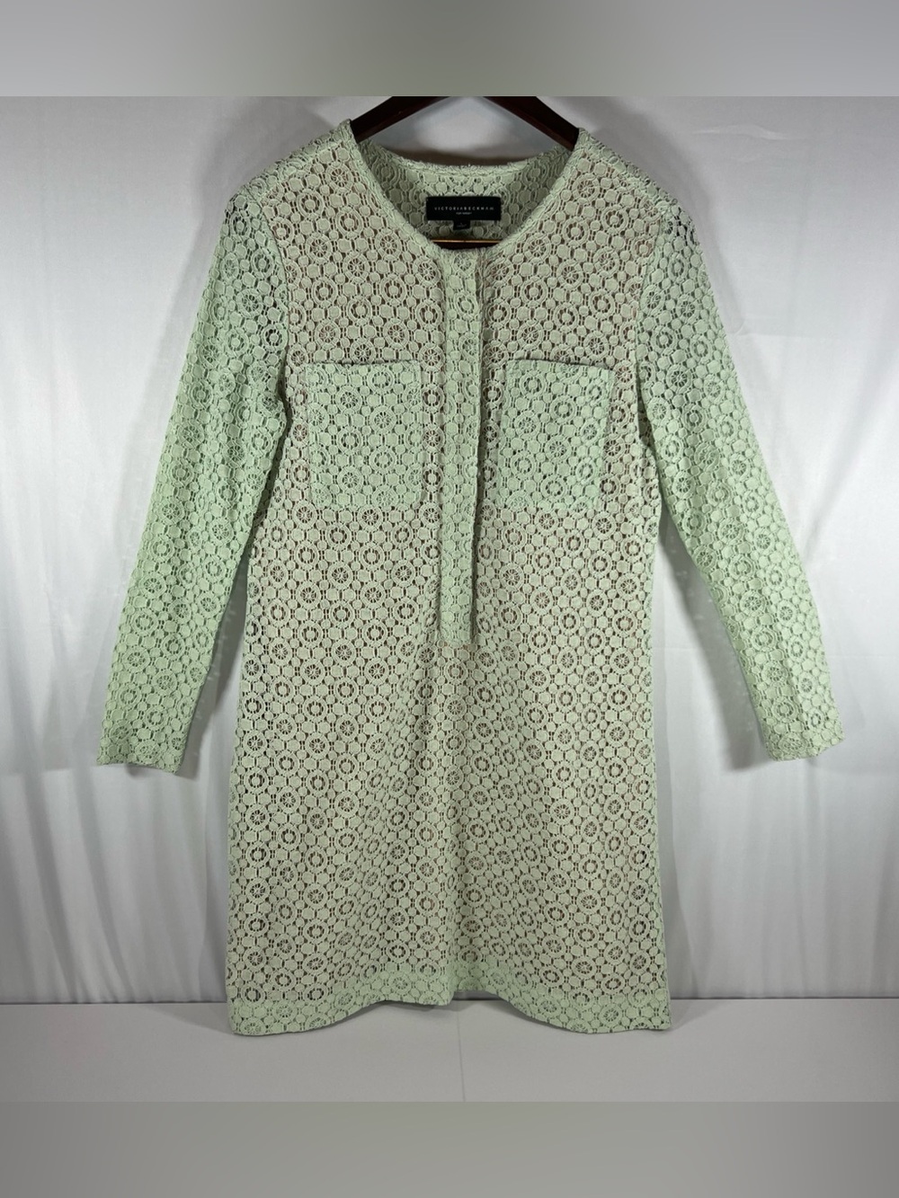 Victoria Beckham for Target Mint Green Lace Long Sleeve Shift Dress